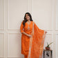 Dola silk suit with handwork detailing and banarasi silk dupatta