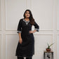 Black Plazo set with patchwork embroidery