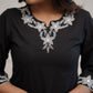 Black Plazo set with patchwork embroidery