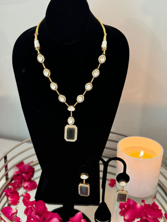 Premium Quality Stone Pendant Necklace Set with Elegant Earrings