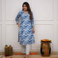 Pure muslin Kurta pant set with hand embroidery and digital print