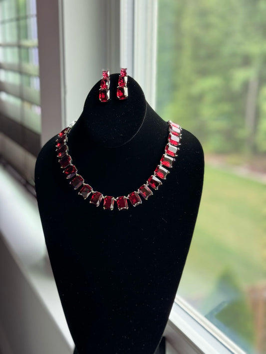 Gorgeous Red Crystal Necklace Set