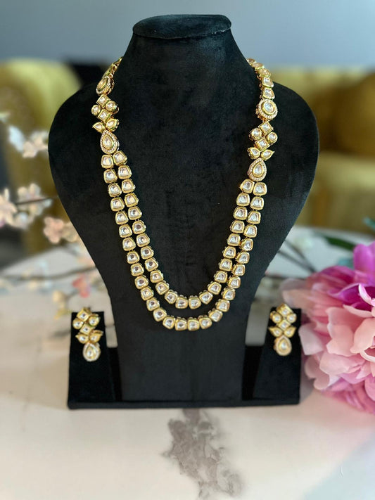 Double Layer Kundan Long Necklace Set