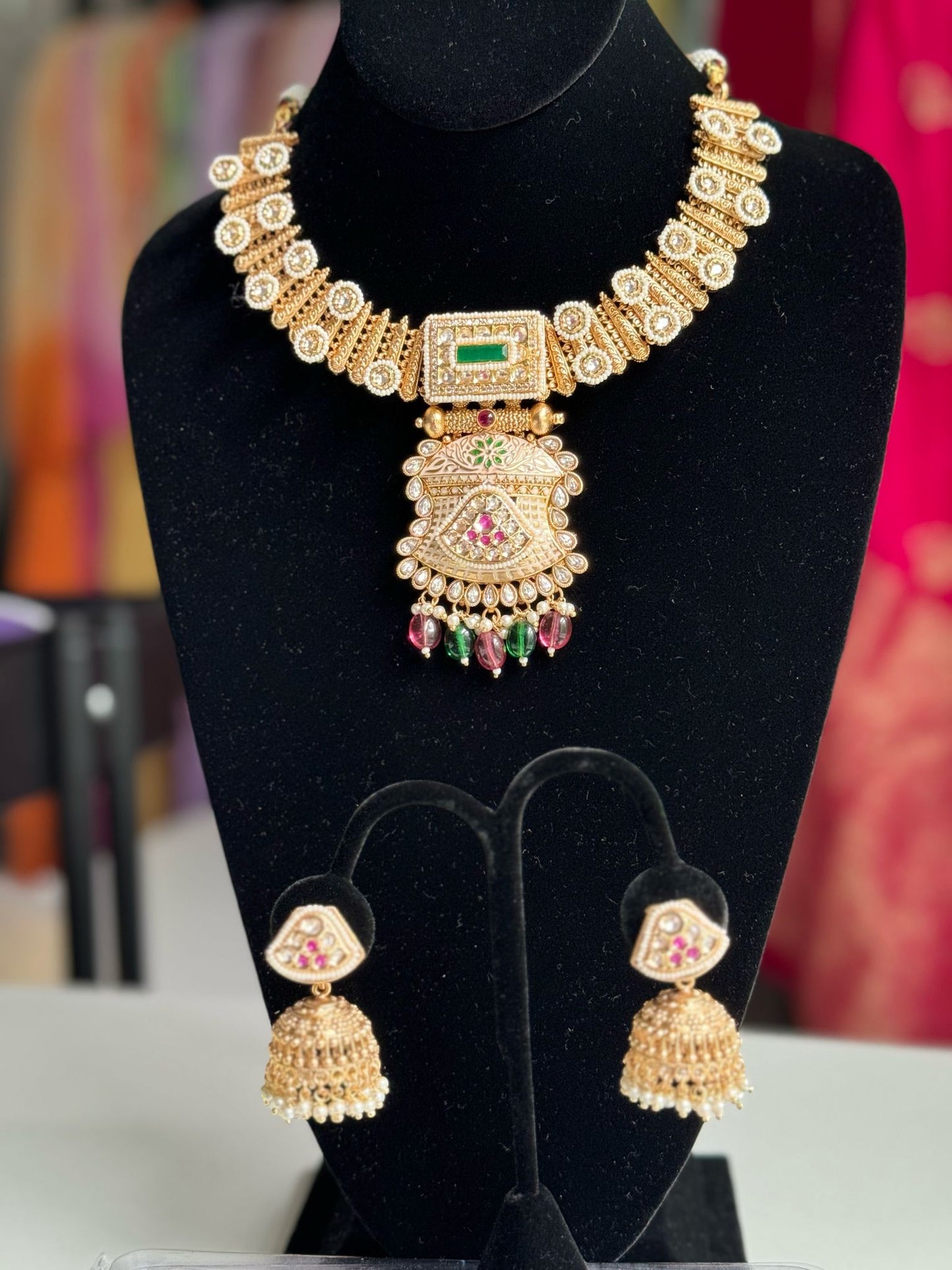 Gold Plated Antique Rajwadi Jewelry Set