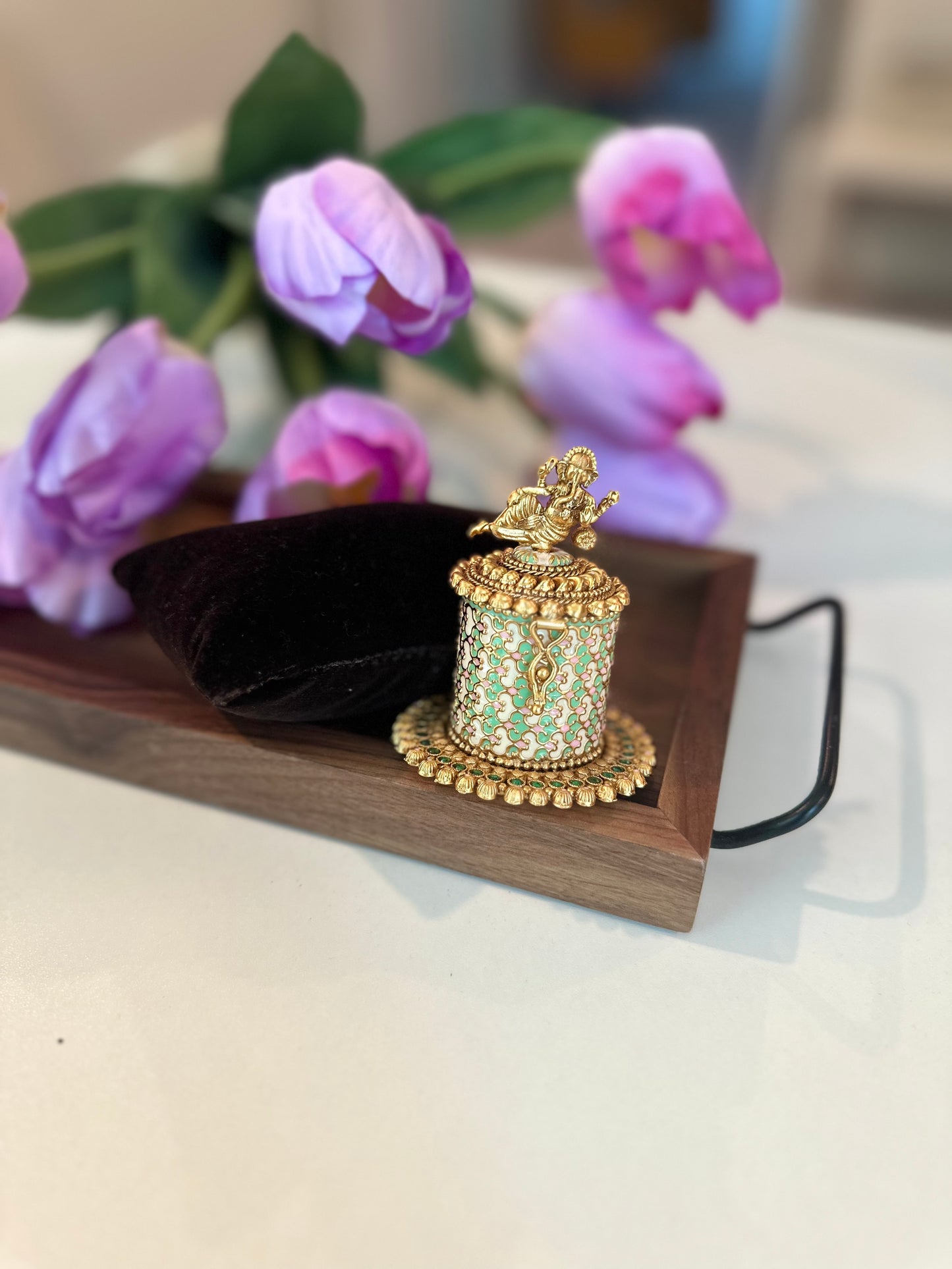 Designer Classic Beautiful Gold Polished Sindoor Box | Kumkum Box