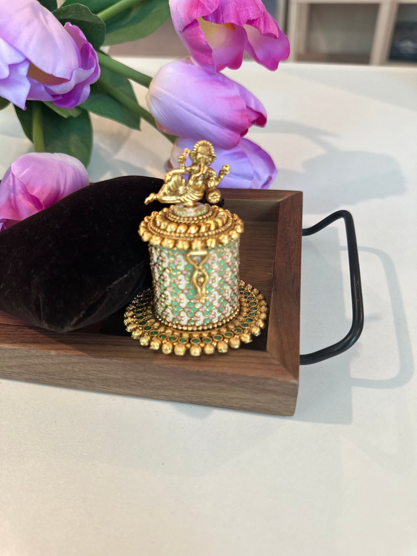 Designer Classic Beautiful Gold Polished Sindoor Box | Kumkum Box